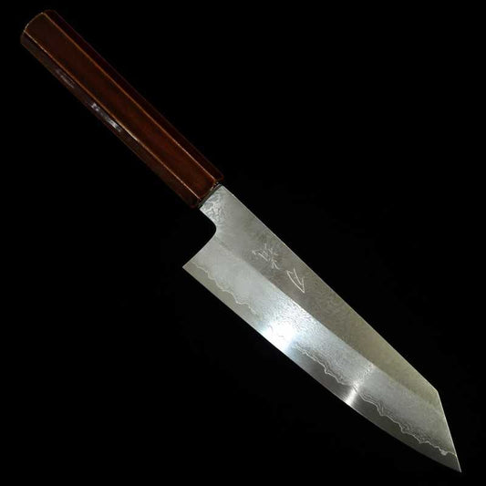 刃道HADO 銀紙三号 ダマスカス 切付三徳 木地呂塗り桜八角柄 （180mm）