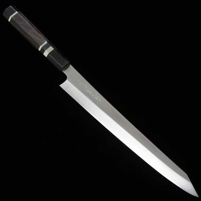 田所刃物 TADOKORO HAMONO 真琴作 鏡面 銀紙三号 切付筋引 黒檀銀巻柄 （270mm）
