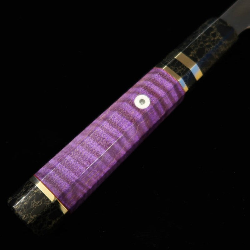 Sujihiki TADOKORO Aogami nº2 Acabamento  espelhado com cabo de madeira estabilizada (300mm)