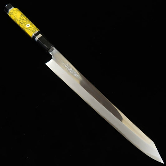 Sujihiki TADOKORO HAMONO Makoto Mirror Finish Blue Steel Kiritsuke 
Custom Handle (300mm) 