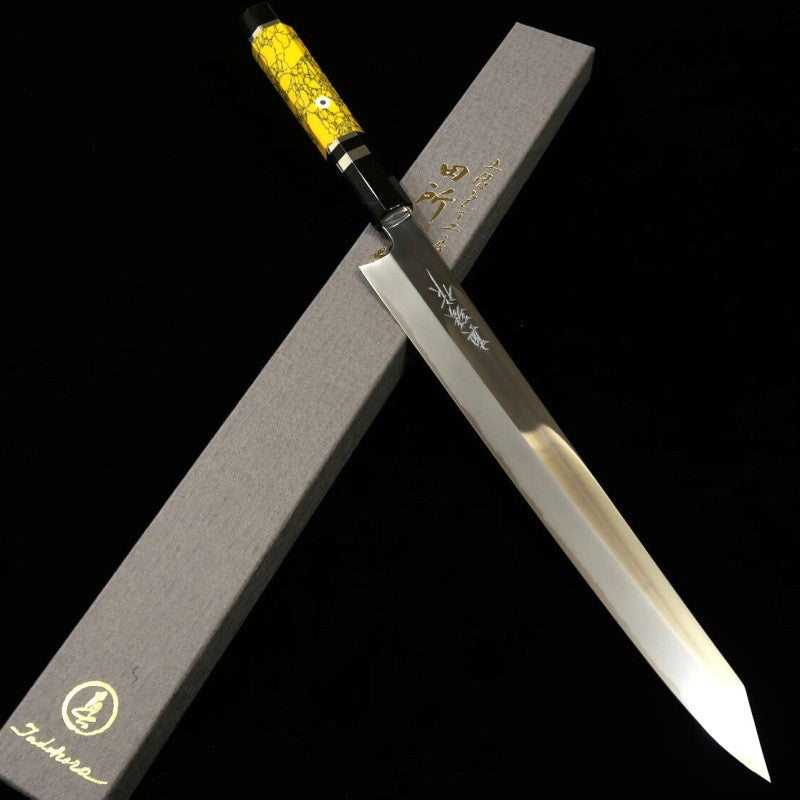 田所刃物 TADOKORO HAMONO 真琴作 鏡面 青紙二号 切付筋引 カスタムハンドル (300mm)