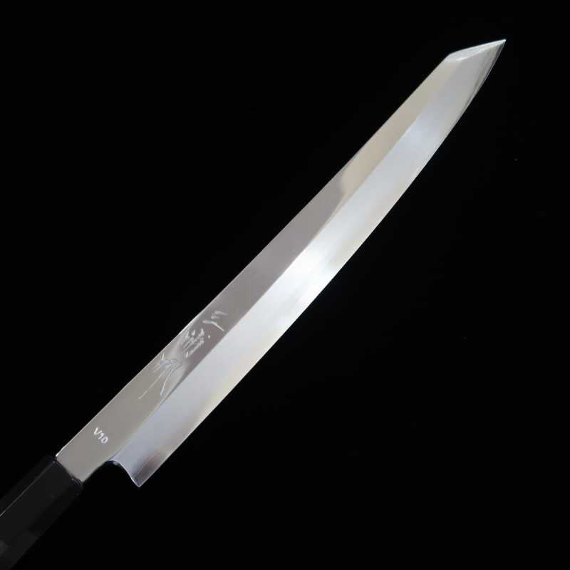 Kiritsuke Yanagiba MIURA OBIDAMA Nakagawa Satoshi, VG10 acero inoxidable, acabado espejo, mango de madera de ebano (270/300mm)