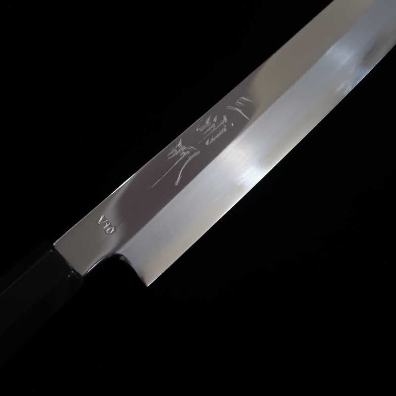 Kiritsuke Yanagiba MIURA OBIDAMA Nakagawa Satoshi, VG10 acero inoxidable, acabado espejo, mango de madera de ebano (270/300mm)
