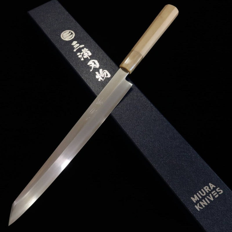 Miura Obidama, Yanagiba Kiritsuke, Gingami n°3 Manche octogonal en magnolia pour gaucher (270/300 mm)