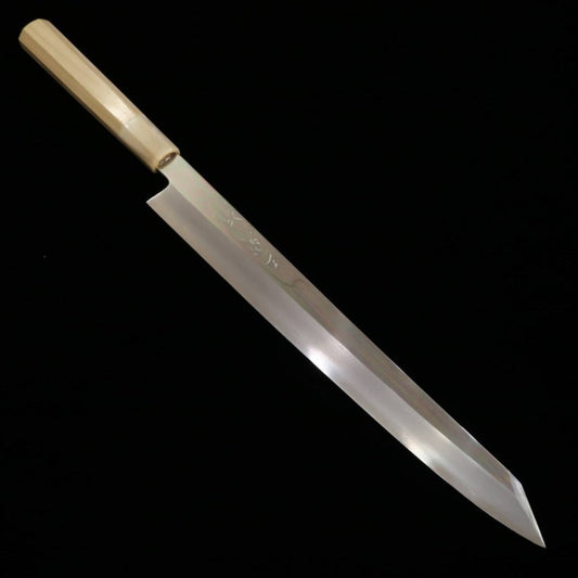 Yanagiba Miura Obidama Kiritsuki Mirror Finish Ginsan steel Pak Octagonal Handle (300mm) 