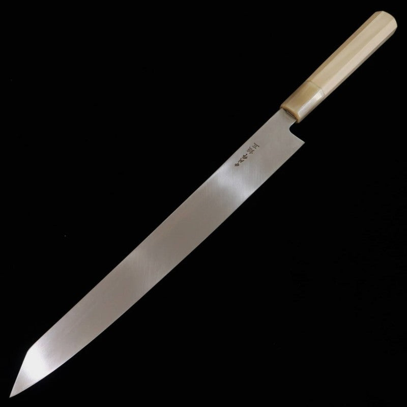 Kiritsuke Yanagiba Miura Obidama Inox Ginsan acabamento espelhado cabo octogonal de magnólia (300mm)