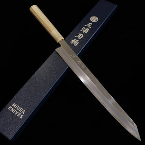 Kiritsuke Yanagiba Miura Obidama Inox Ginsan acabamento espelhado cabo octogonal de magnólia (300mm)