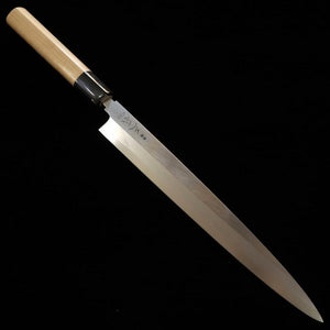 MASAMOTO Honkasumi, Shirogami n°2, Yanagiba, manche en forme de châtaigne, en corne de buffle (240-300mm)