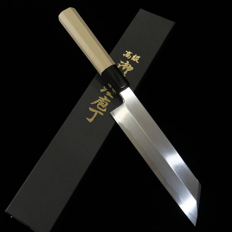 Miura MIURA mukimono (cuchillo decorativo) acero Aogami nº2, mango octogonal de magnolia y cuerno de búfalo (180 mm)