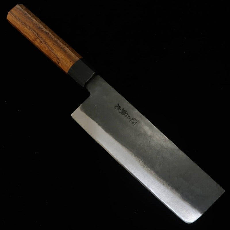 左頼光 HIDARIYORIMITSU 菜切 青紙一号 黒打ち 鉄刀木柄 （180mm）