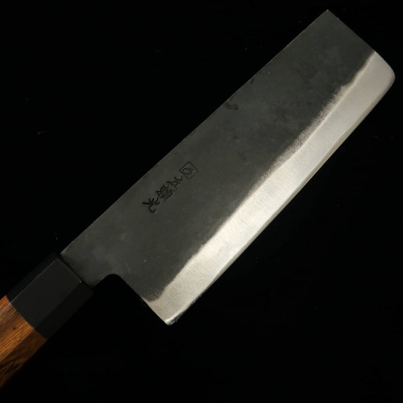HIDARI YORIMITSU nakiri, acero Aogami nº 1, acabado negro, mango de tetsutoki (180 mm)