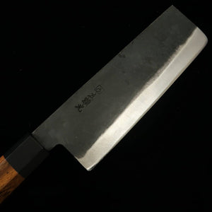 HIDARI YORIMITSU nakiri, acero Aogami nº 1, acabado negro, mango de tetsutoki (180 mm)