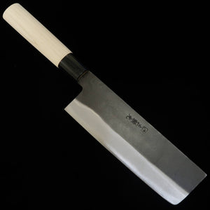 Hidari Yorimitsu, Nakiri, SK Steel, Kurouchi Finish with Magnolia Handle (170mm)