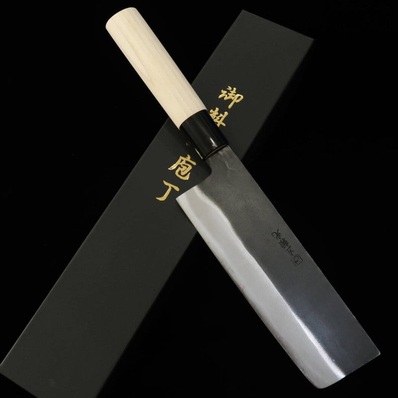 左頼光 HIDARI YORIMITSU 菜切 SK材 黒打ち 朴柄 （170mm）