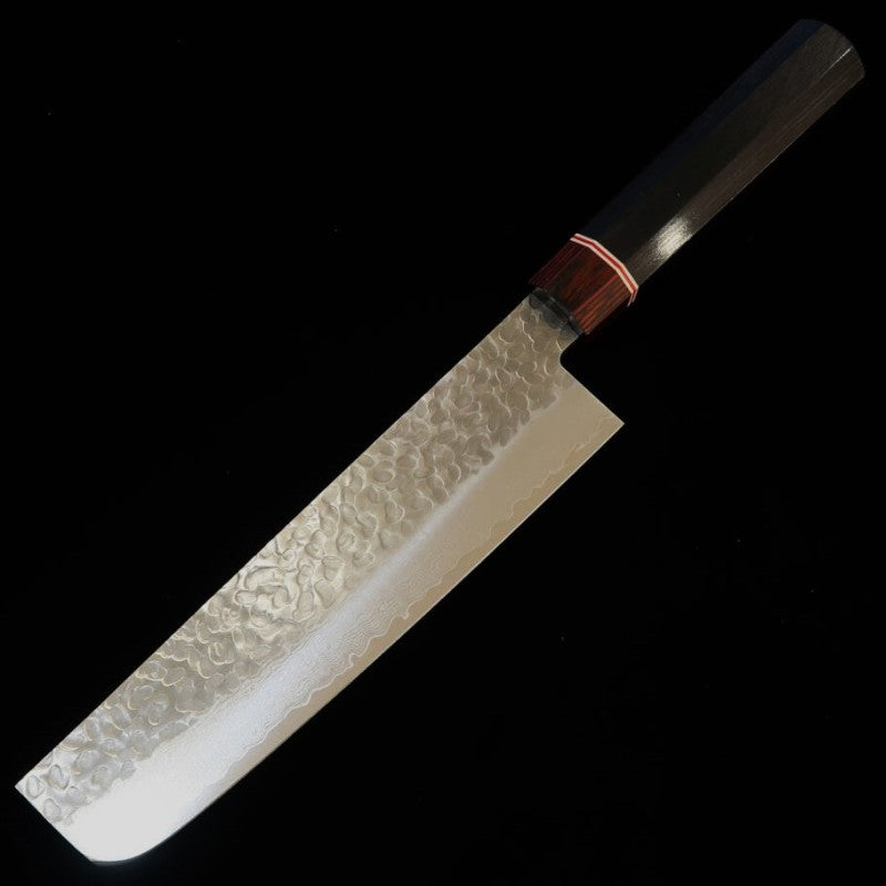 Miura martilleado rojo VG10 Damasco nakiri mango octogonal laminado (180 mm)