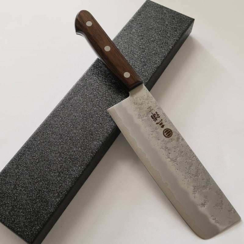三浦 MIURA 菜切銀紙三号 梨地 茶合板柄 (165mm)
