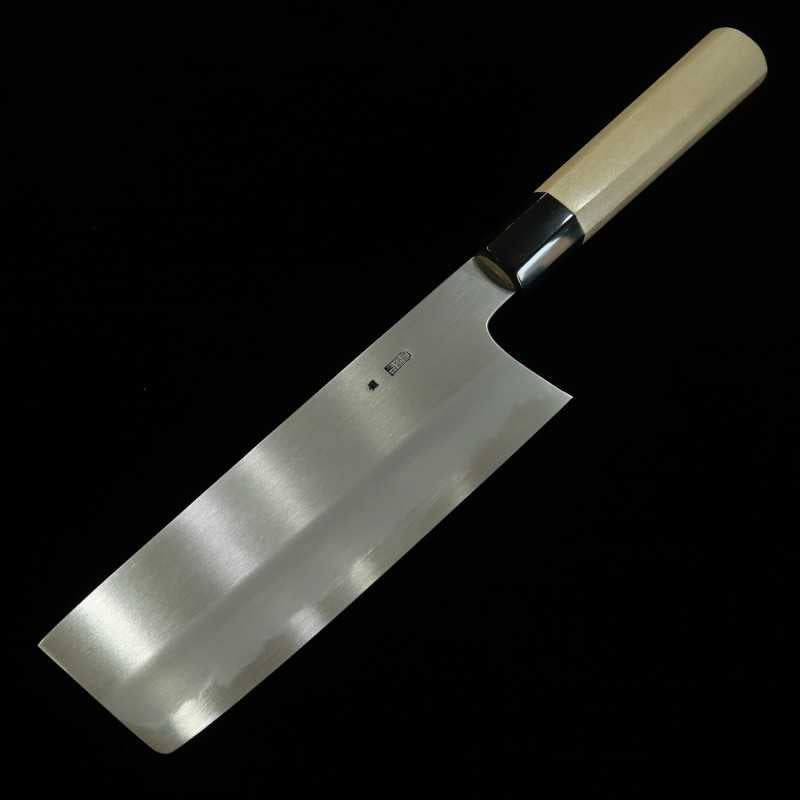 堺菊守 SAKAI KIKUMORI 菊月 霞 菜切 白紙二号 水牛朴八角柄 (180mm)