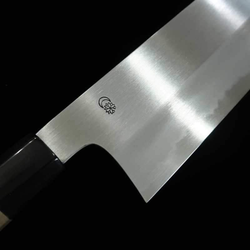堺菊守 SAKAI KIKUMORI 菊月 霞 菜切 白紙二号 水牛朴八角柄 (180mm)