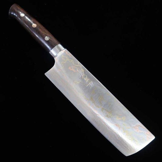 佐治武士SAJI TAKESHI 菜切 青紙二号 レインボー ダマスカス  アイアンウッドハンドル （165ｍｍ）