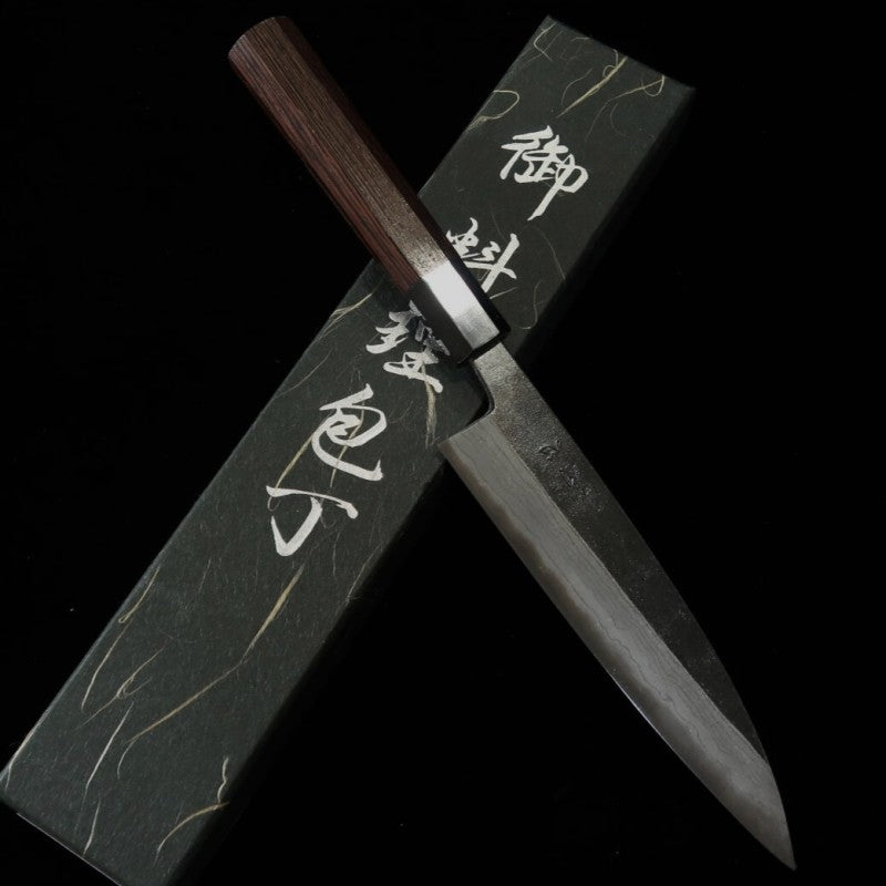 Petty HATSUKOKORO Kumokage Aogami No. 2 Steel Black Damascus Wenge Handle (150mm) 