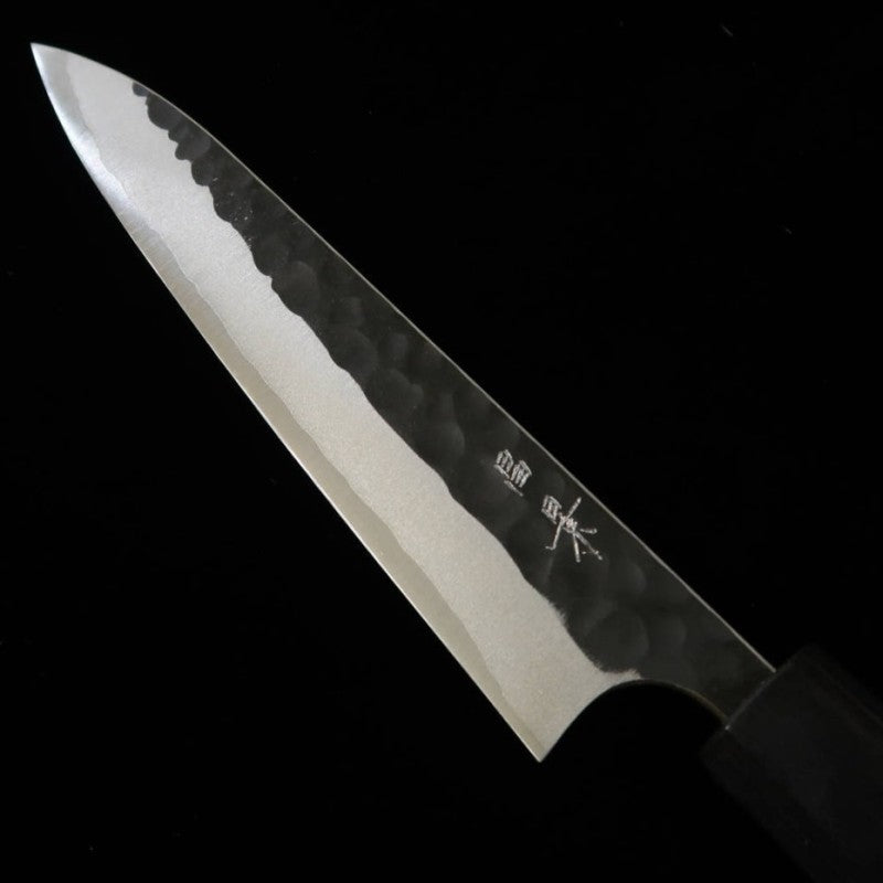 Petty MASAKAGE Pebble - Aogami Super Hammered Black Finish Magnolia Octagonal Handle (150mm) 