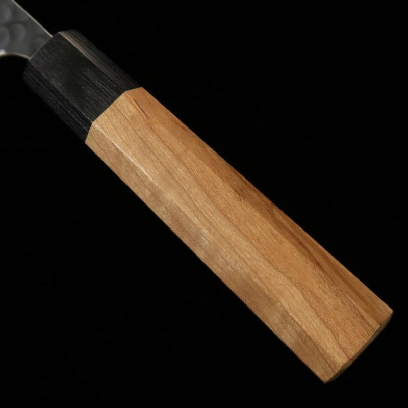 Petty MASAKAGE Pebble - Aogami Super Hammered Black Finish Magnolia Octagonal Handle (150mm) 