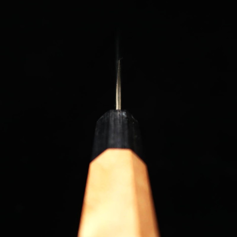 Petty MASAKAGE Pebble - Aogami Super Hammered Black Finish Magnolia Octagonal Handle (150mm) 
