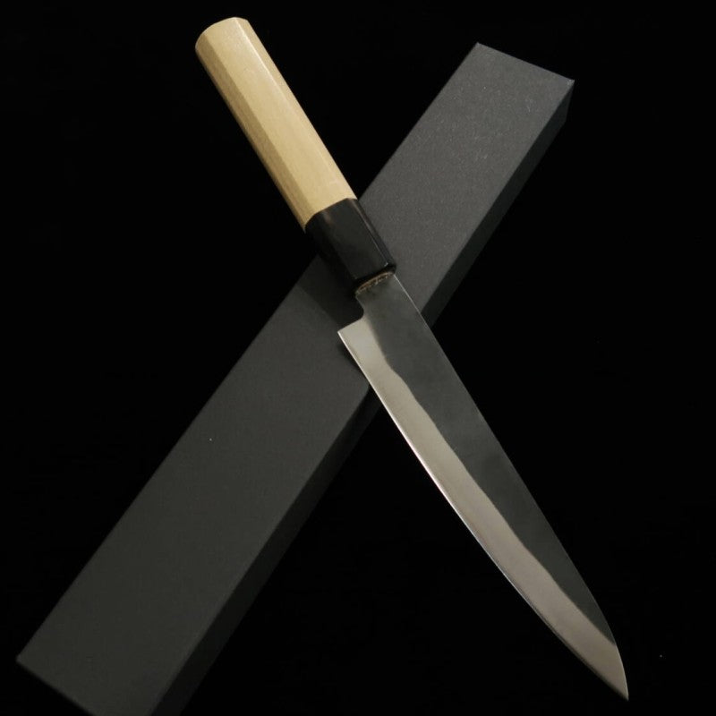 MIURA Miura Petty Aogami #1, sanmai inoxidable, acabado negro, mango octogonal de magnolia (150 mm)