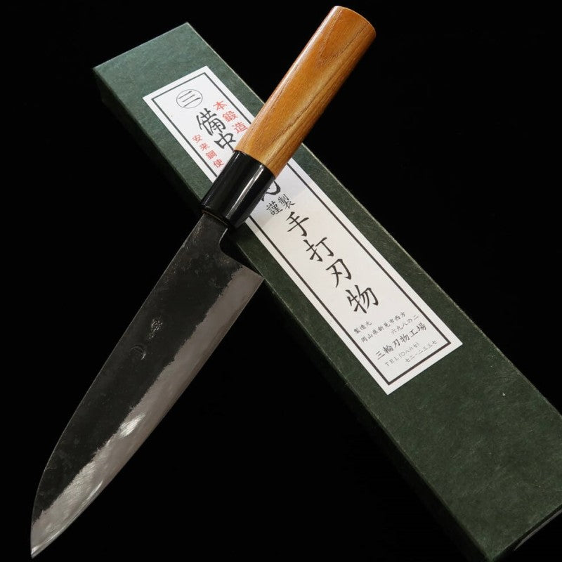 Petty MIWA Aogami No. 1 Acabamento Kurouchi Cabo Keyaki (140mm)