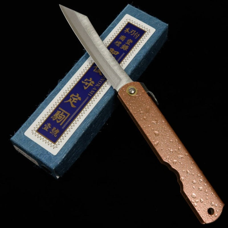 永尾かね駒製作所KANEKOMA 肥後守【水飛沫シリーズ】青紙割込  ピンク   (72mm)