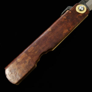 HIGONOKAMI par Nagao Kanekoma, acier Ao, finition noire, manche en bouleau travaillé (72 mm)