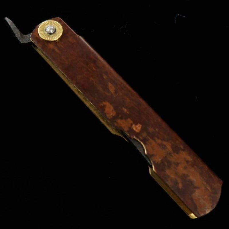 HIGONOKAMI par Nagao Kanekoma, acier Ao, finition noire, manche en bouleau travaillé (72 mm)