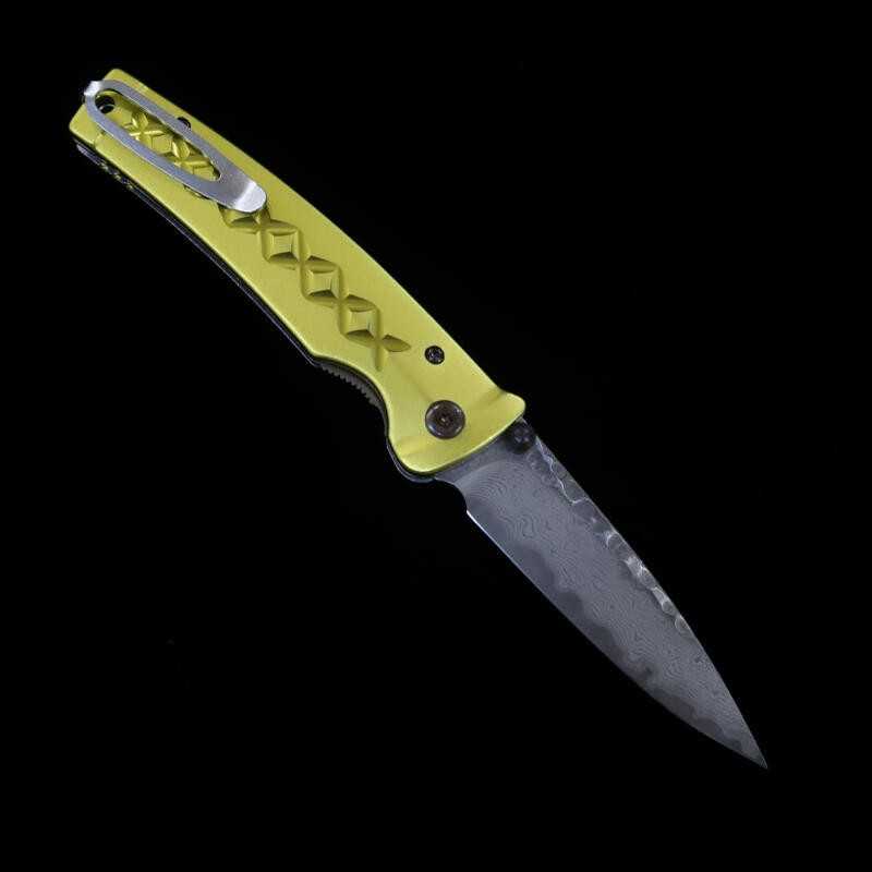 Navaja plegable MCUSTA VG-10 Fusion, acero inoxidable, damasco acabado martillado MC-0164D Amarillo (85mm)