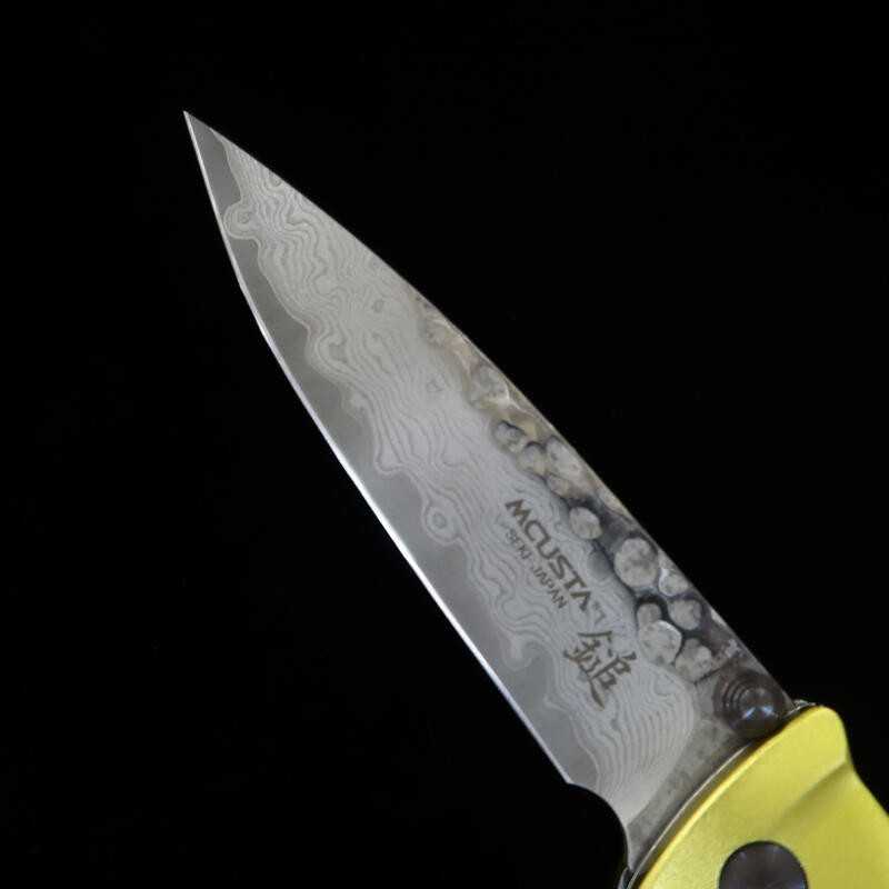 Navaja plegable MCUSTA VG-10 Fusion, acero inoxidable, damasco acabado martillado MC-0164D Amarillo (85mm)