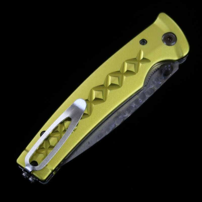Navaja plegable MCUSTA VG-10 Fusion, acero inoxidable, damasco acabado martillado MC-0164D Amarillo (85mm)