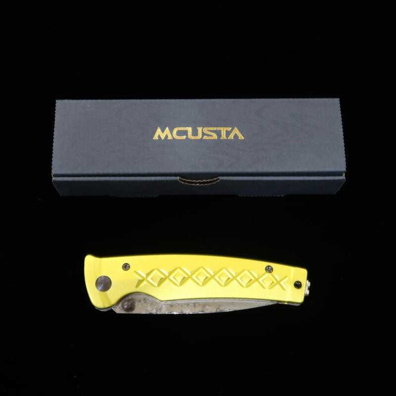 Navaja plegable MCUSTA VG-10 Fusion, acero inoxidable, damasco acabado martillado MC-0164D Amarillo (85mm)