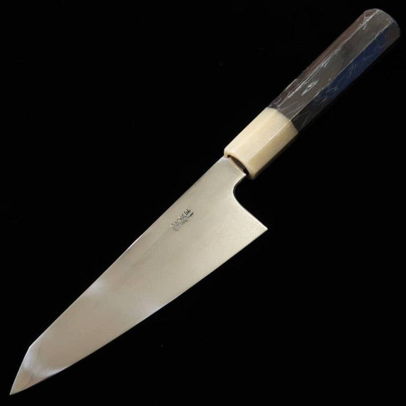 zzz 酔心 SUISIN 富樫憲治作 水本焼 サバキ東両刃包丁 青紙二号 黒檀柄 (150mm)