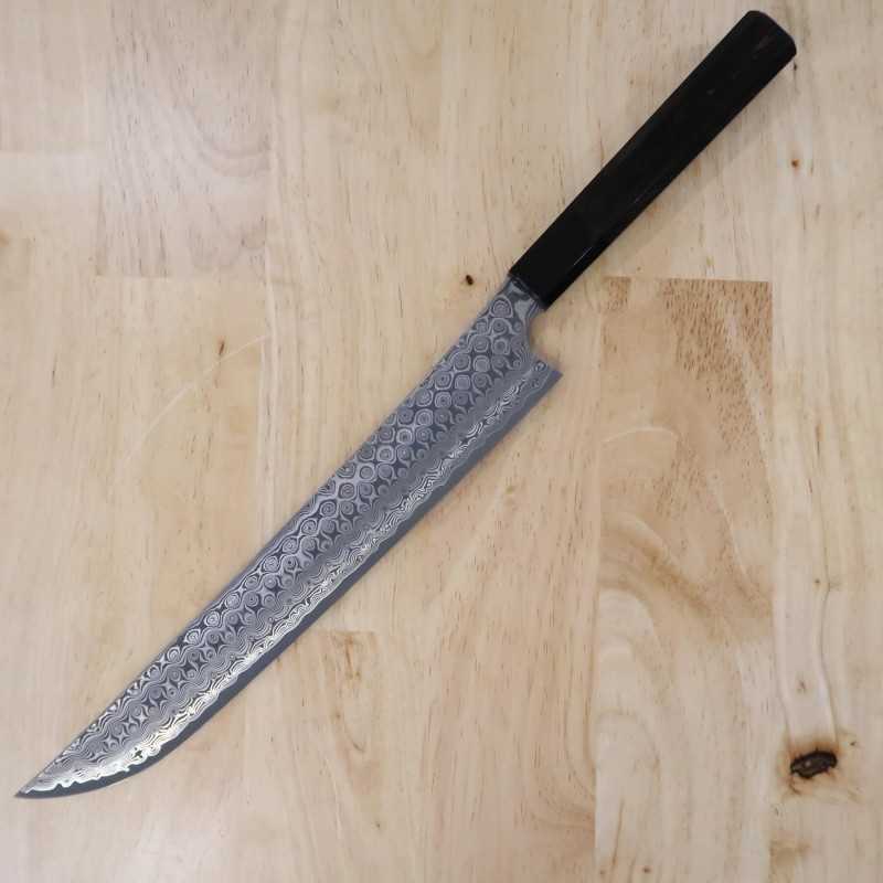 二唐刃物鍛造所NIGARA 暗紋 先丸蛸引 SG2 黒檀八角柄 (270/300mm)