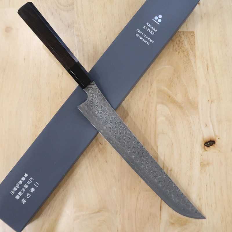 Sujihiki NIGARA SG2 com padrão escuro e cabo octogonal de ébano (270/300mm)