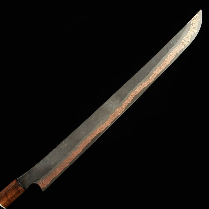 初心 HATSUKOKORO ヨロコビ 先丸筋引 SLD 黒打ちダマスカス スタビライズウッドハンドル (450mm)