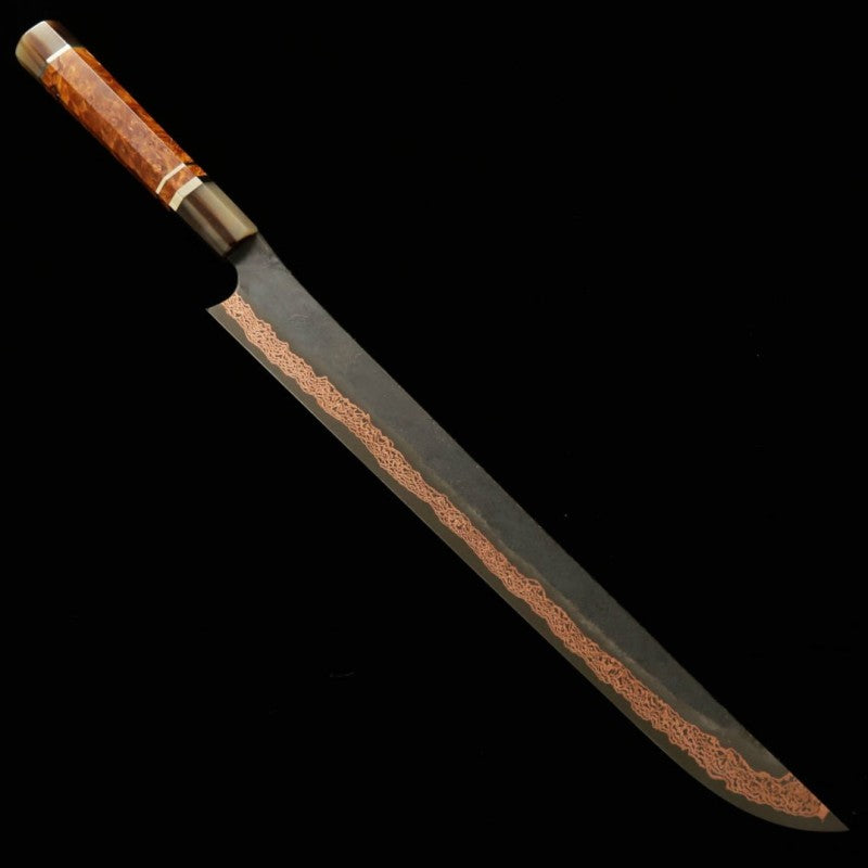 Sakimaru Sujihiki HATSUKOKORO "Yorokobi" SLD Black finish Custom handle (390mm) 