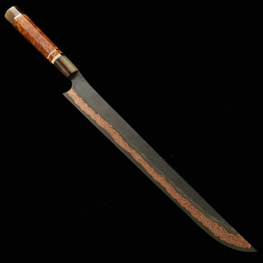 Sakimaru Sujihiki HATSUKOKORO "Yorokobi" SLD Black finish Custom handle (390mm) 