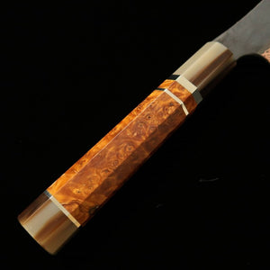 HATSUKOKORO Yorokobi SLD Forja negra Mango personalizado Cuchillo Saki-maru Sujihiki (390 mm)