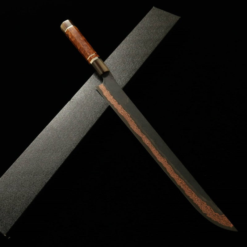 Sakimaru Sujihiki HATSUKOKORO "Yorokobi" SLD Black finish Custom handle (390mm) 