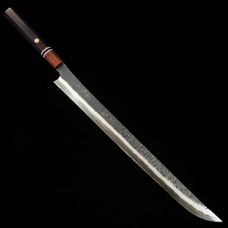 NIGARA Sakimaru Sujihiki Black Hammered Damascus Ebony Octagonal Handle (450mm) 