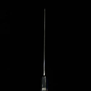 Suisin SUISIN, Mizumoto-yaki, Miwa Ikeda, Acier Blanc n°1, manche ébène et argent, poli miroir, fourreau laqué, boîte en paulownia, pochette brodée, couteau à poulpe bout rond (360 mm)