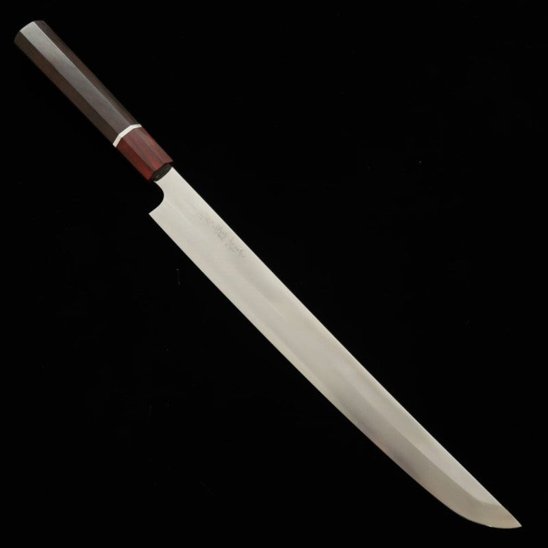田所刃物 TADOKORO HAMONO 真琴作 鏡面 銀紙三号 先丸蛸引 黒檀柄赤口輪 (300mm)