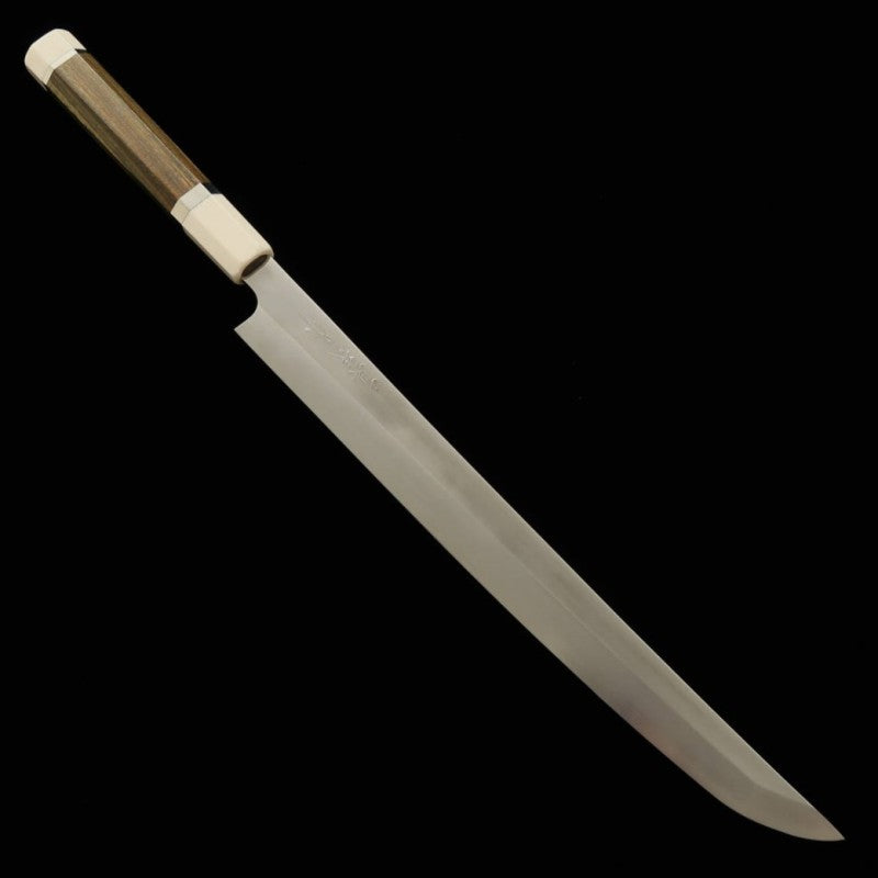 田所刃物 TADOKORO HAMONO 真琴作 鏡面 銀紙三号 先丸蛸引 緑檀柄 (300mm)