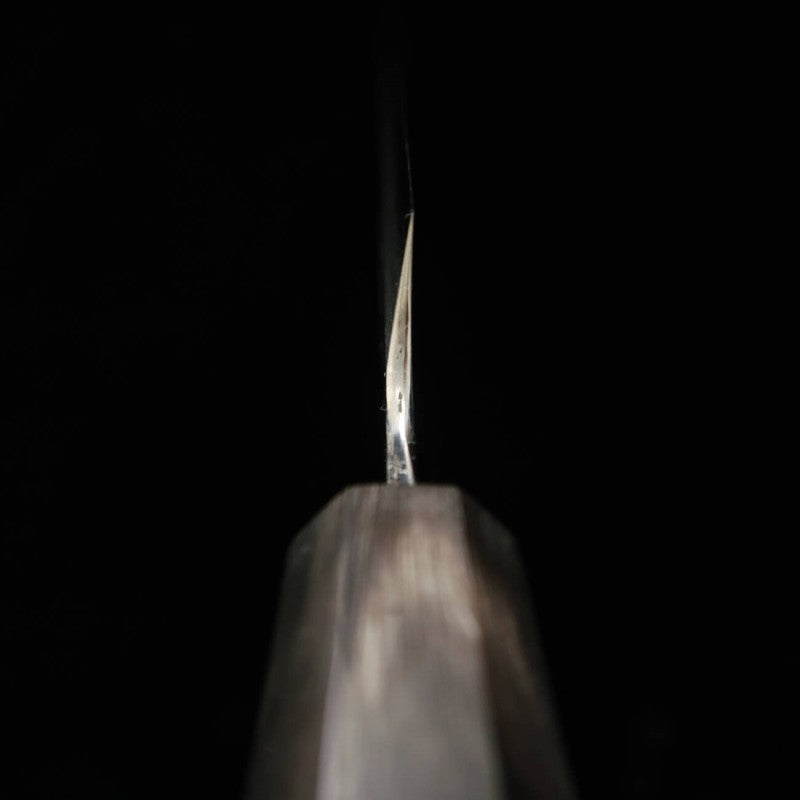 Tadokoro Hamono Makoto obra espejo acero Gingami nº3 tako-hiki punta redondeada mango de ébano con anillo de plata (300 mm)