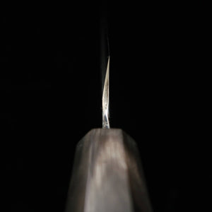 Tadokoro Hamono Makoto obra espejo acero Gingami nº3 tako-hiki punta redondeada mango de ébano con anillo de plata (300 mm)